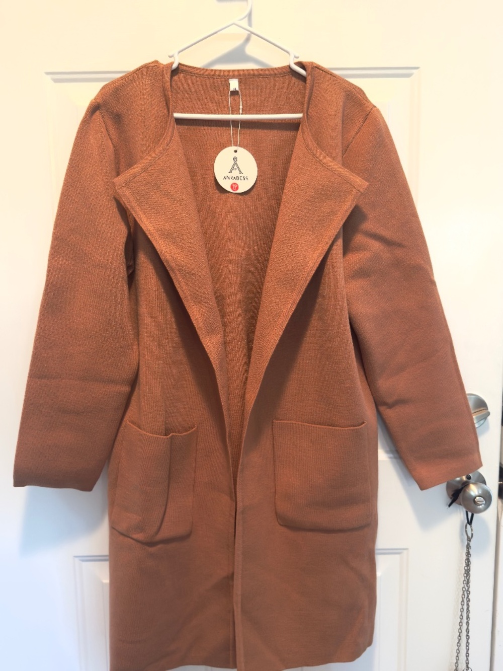 Women's Open-Front Long Cardigan Sweater/Coatigan in Cinnamon